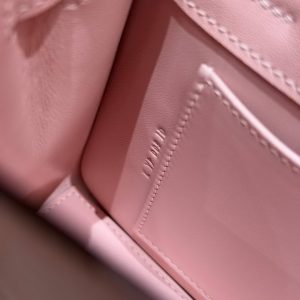 Hermes Kelly Danse 22 Bag Handmade In Swift Calfskin Leather Silver Hardware 3q Rose Sakura - Image 21