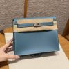 Hermes Kelly Danse 22 Bag Handmade In Swift Calfskin Leather Silver Hardware 75 Blue Jean