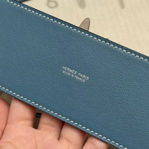 Hermes Kelly Danse 22 Bag Handmade In Swift Calfskin Leather Silver Hardware 75 Blue Jean - Image 9