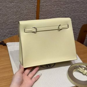 Hermes Kelly Danse 22 Bag Handmade In Swift Calfskin Leather Silver Hardware I8 Jaune Milton - Image 2