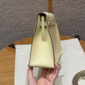 Hermes Kelly Danse 22 Bag Handmade In Swift Calfskin Leather Silver Hardware I8 Jaune Milton - Image 18