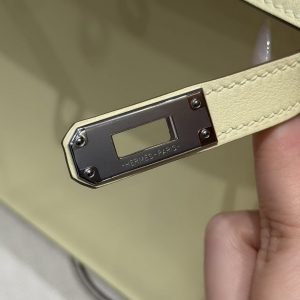 Hermes Kelly Danse 22 Bag Handmade In Swift Calfskin Leather Silver Hardware I8 Jaune Milton - Image 15
