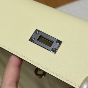 Hermes Kelly Danse 22 Bag Handmade In Swift Calfskin Leather Silver Hardware I8 Jaune Milton - Image 10