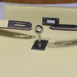 Hermes Kelly Danse 22 Bag Handmade In Swift Calfskin Leather Silver Hardware I8 Jaune Milton - Image 9