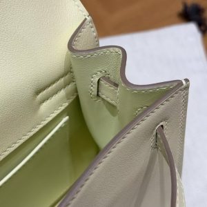 Hermes Kelly Danse 22 Bag Handmade In Swift Calfskin Leather Silver Hardware I8 Jaune Milton - Image 8