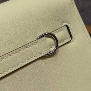 Hermes Kelly Danse 22 Bag Handmade In Swift Calfskin Leather Silver Hardware I8 Jaune Milton - Image 7