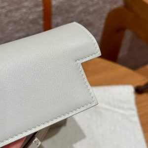 Hermes Kelly Danse 22 Bag Handmade In Swift Calfskin Leather Silver Hardware M4 Gris Pale - Image 19