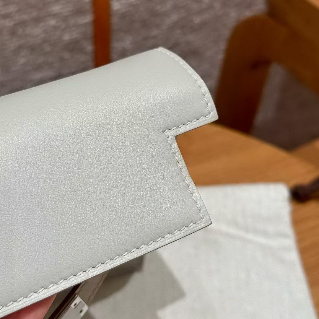 Hermes Kelly Danse 22 Bag Handmade In Swift Calfskin Leather Silver Hardware M4 Gris Pale - Image 19