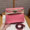 Hermes Kelly Danse 22 Bag Handmade In Swift Calfskin Leather Silver Hardware U5 Rose Lipstick