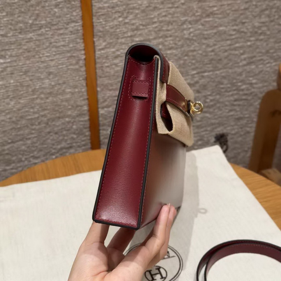 Hermes Kelly Elan Handmade In Box Calfskin Leather Gold Hardware 55 Rouge H - Image 18