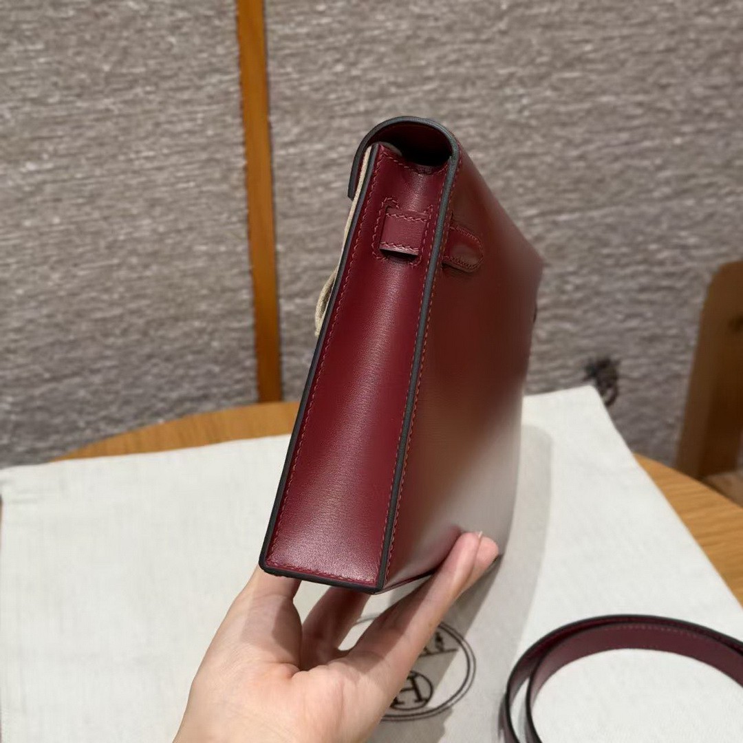 Hermes Kelly Elan Handmade In Box Calfskin Leather Gold Hardware 55 Rouge H - Image 17