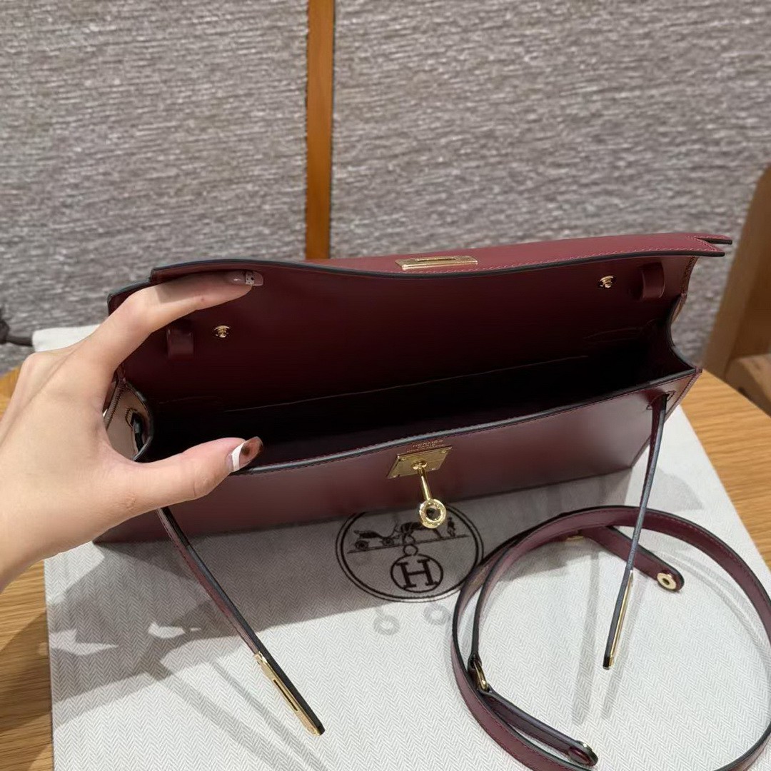 Hermes Kelly Elan Handmade In Box Calfskin Leather Gold Hardware 55 Rouge H - Image 16