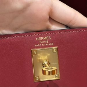 Hermes Kelly Elan Handmade In Box Calfskin Leather Gold Hardware 55 Rouge H - Image 15