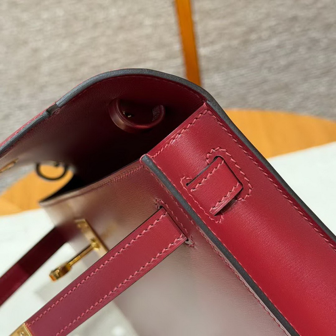 Hermes Kelly Elan Handmade In Box Calfskin Leather Gold Hardware 55 Rouge H - Image 13