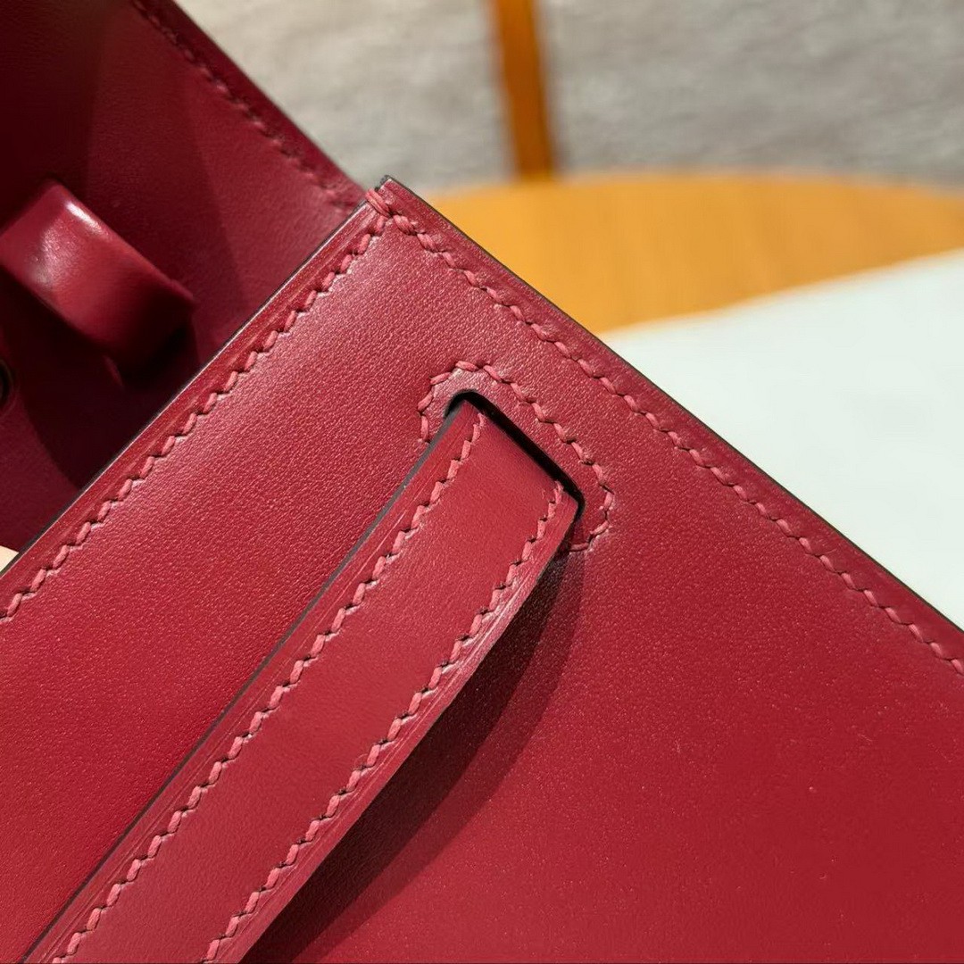 Hermes Kelly Elan Handmade In Box Calfskin Leather Gold Hardware 55 Rouge H - Image 12