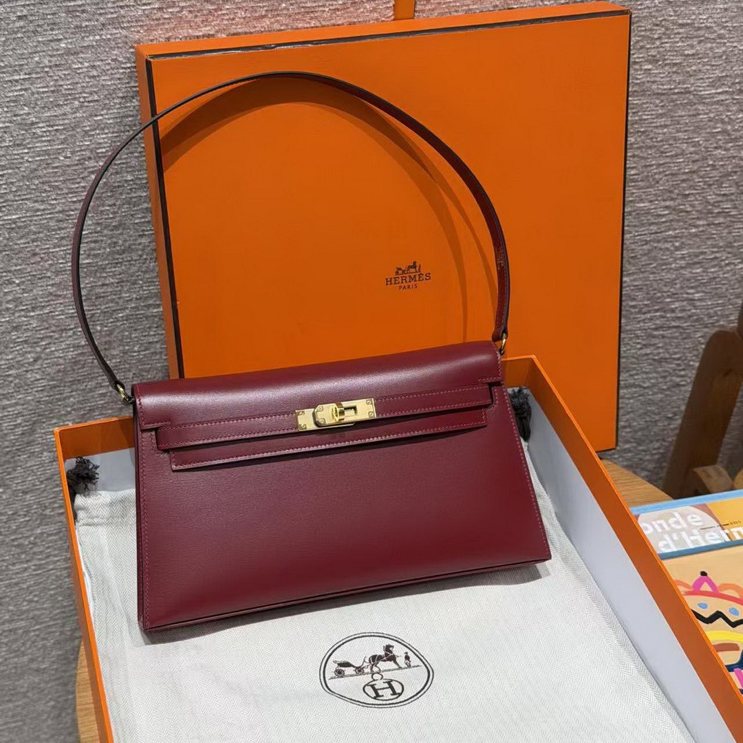 Hermes Kelly Elan Handmade In Box Calfskin Leather Gold Hardware 55 Rouge H - Image 11