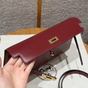 Hermes Kelly Elan Handmade In Box Calfskin Leather Gold Hardware 55 Rouge H - Image 8