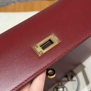 Hermes Kelly Elan Handmade In Box Calfskin Leather Gold Hardware 55 Rouge H - Image 7