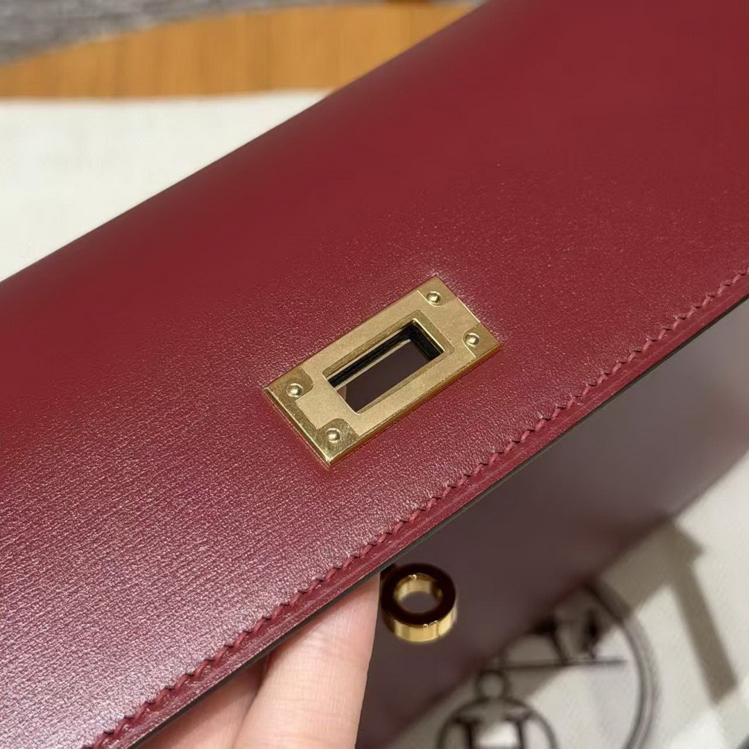 Hermes Kelly Elan Handmade In Box Calfskin Leather Gold Hardware 55 Rouge H - Image 7