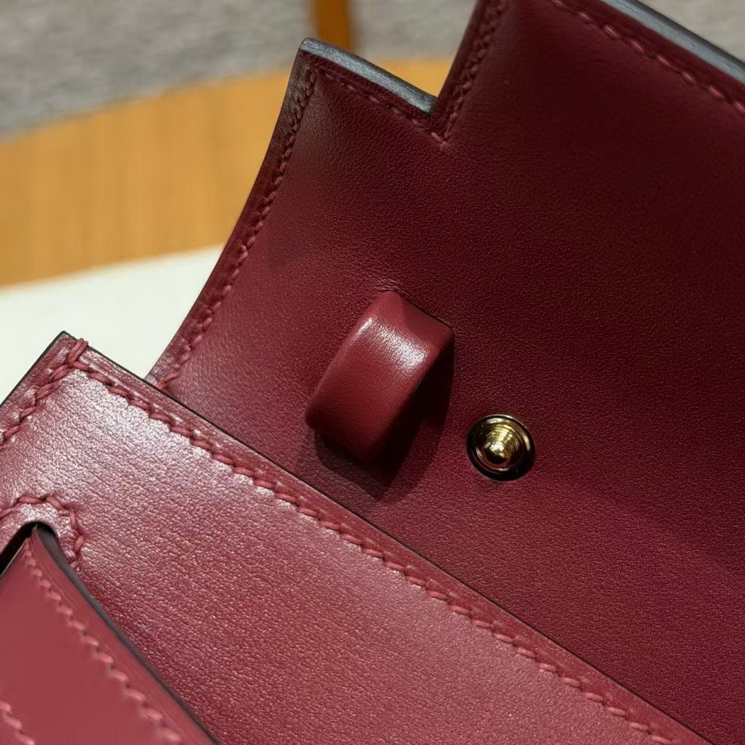 Hermes Kelly Elan Handmade In Box Calfskin Leather Gold Hardware 55 Rouge H - Image 5