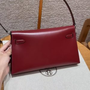 Hermes Kelly Elan Handmade In Box Calfskin Leather Silver Hardware 55 Rouge H - Image 2