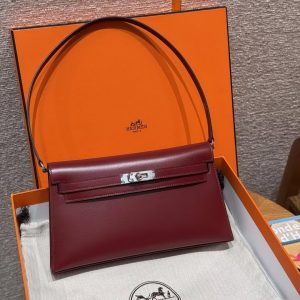 Hermes Kelly Elan Handmade In Box Calfskin Leather Silver Hardware 55 Rouge H - Image 11