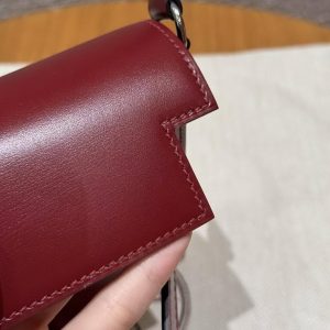 Hermes Kelly Elan Handmade In Box Calfskin Leather Silver Hardware 55 Rouge H - Image 5