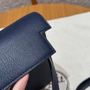 Hermes Kelly Elan Handmade In Chèvre Leather Gold Hardware 73 Blue Saphir - Image 8