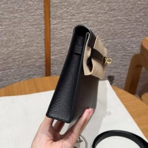 Hermes Kelly Elan Handmade In Chèvre Goatskin Leather Gold Hardware 89 Noir - Image 18