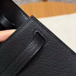 Hermes Kelly Elan Handmade In Chèvre Goatskin Leather Gold Hardware 89 Noir - Image 7