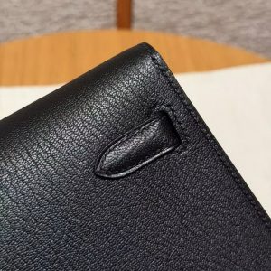 Hermes Kelly Elan Handmade In Chèvre Goatskin Leather Gold Hardware 89 Noir - Image 6