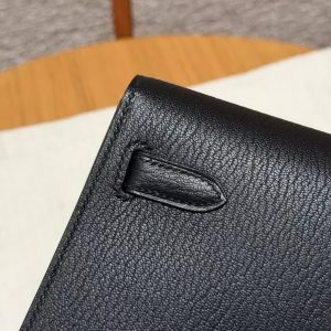 Hermes Kelly Elan Handmade In Chèvre Goatskin Leather Gold Hardware 89 Noir - Image 5