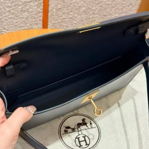 Hermes Kelly Elan Handmade In Chèvre Leather Gold Hardware S4 Deep Blue - Image 11