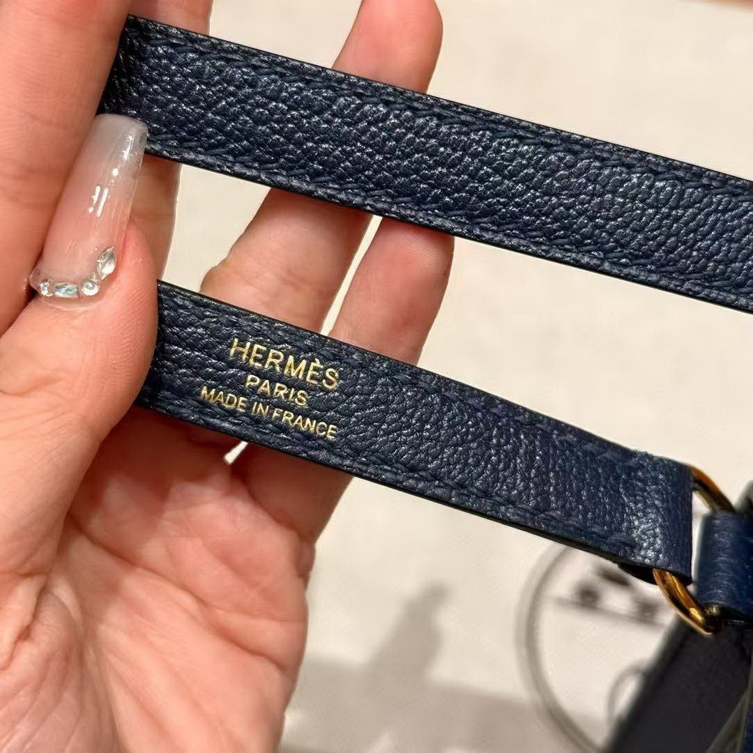Hermes Kelly Elan Handmade In Chèvre Leather Gold Hardware S4 Deep Blue - Image 3