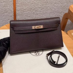 Hermes Kelly Elan Handmade In Chèvre Leather Rose Gold Hardware 0G Rouge Sellier