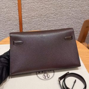 Hermes Kelly Elan Handmade In Chèvre Leather Rose Gold Hardware 0G Rouge Sellier - Image 2