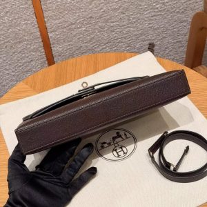 Hermes Kelly Elan Handmade In Chèvre Leather Rose Gold Hardware 0G Rouge Sellier - Image 21
