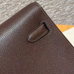 Hermes Kelly Elan Handmade In Chèvre Leather Rose Gold Hardware 0G Rouge Sellier - Image 18