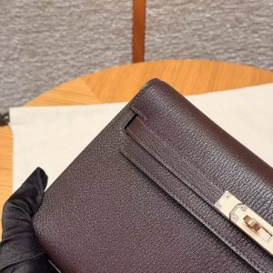 Hermes Kelly Elan Handmade In Chèvre Leather Rose Gold Hardware 0G Rouge Sellier - Image 16