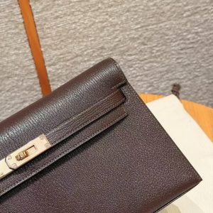 Hermes Kelly Elan Handmade In Chèvre Leather Rose Gold Hardware 0G Rouge Sellier - Image 15