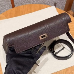 Hermes Kelly Elan Handmade In Chèvre Leather Rose Gold Hardware 0G Rouge Sellier - Image 14