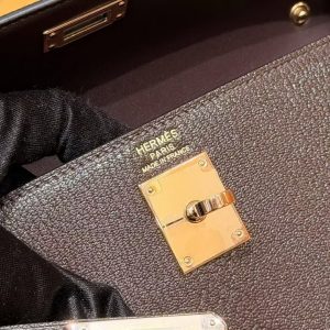 Hermes Kelly Elan Handmade In Chèvre Leather Rose Gold Hardware 0G Rouge Sellier - Image 13