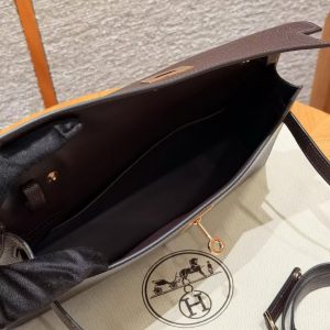 Hermes Kelly Elan Handmade In Chèvre Leather Rose Gold Hardware 0G Rouge Sellier - Image 12
