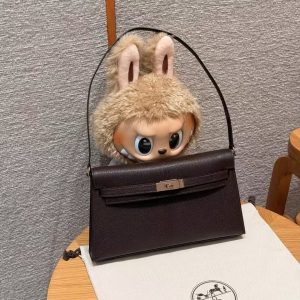 Hermes Kelly Elan Handmade In Chèvre Leather Rose Gold Hardware 0G Rouge Sellier - Image 4