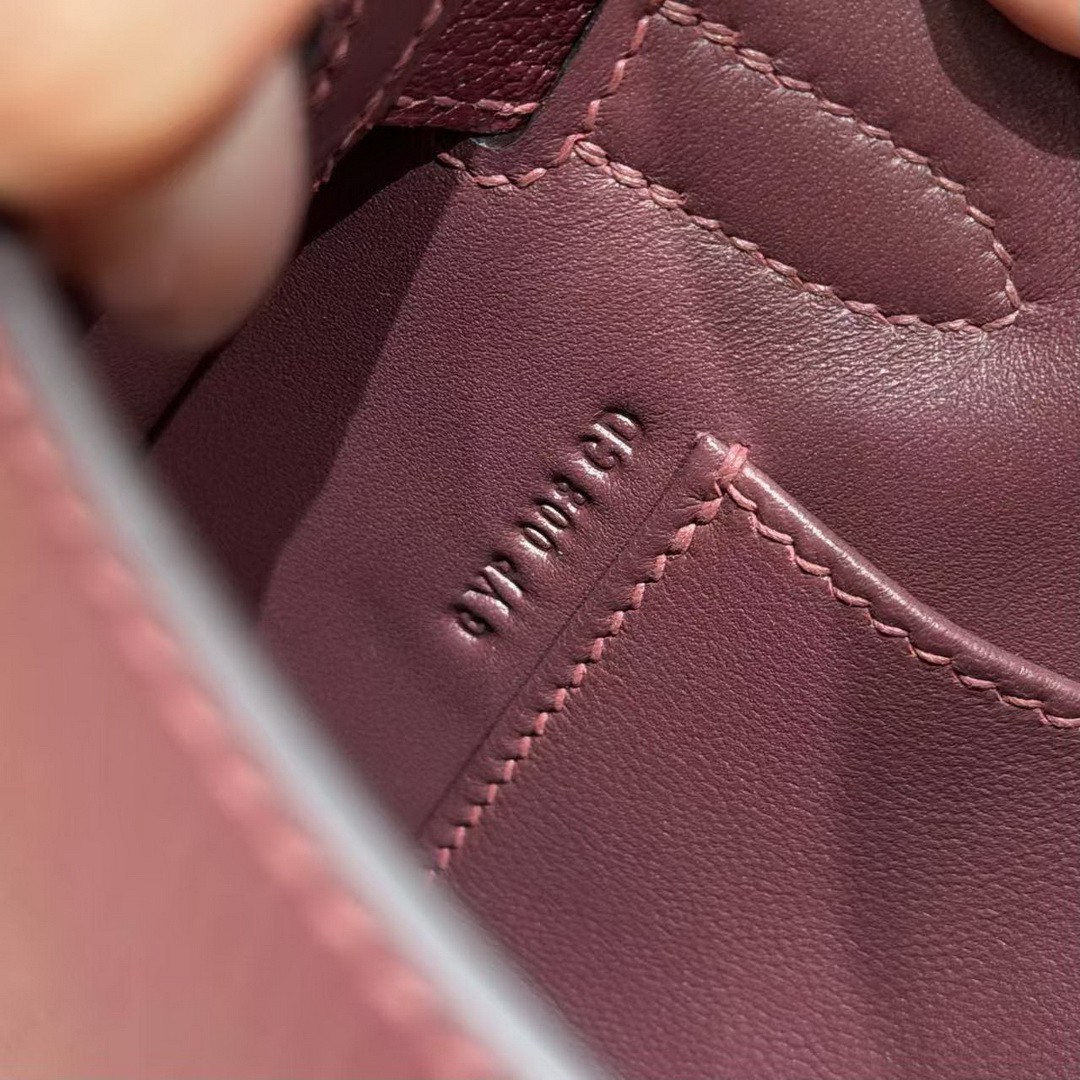 Hermes Kelly Elan Handmade In Chèvre Leather Silver Hardware 57 Bordeaux - Image 15