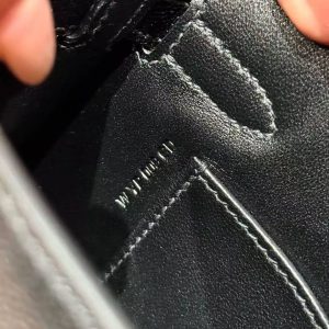 Hermes Kelly Elan Handmade In Chèvre Leather Silver Hardware 89 Noir - Image 12