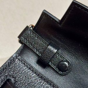 Hermes Kelly Elan Handmade In Chèvre Leather Silver Hardware 89 Noir - Image 7