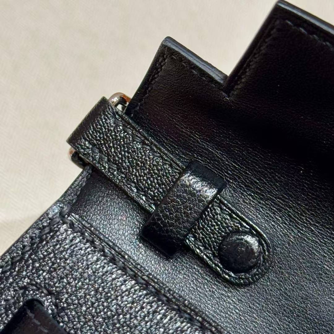 Hermes Kelly Elan Handmade In Chèvre Leather Silver Hardware 89 Noir - Image 7