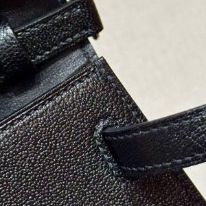 Hermes Kelly Elan Handmade In Chèvre Leather Silver Hardware 89 Noir - Image 6