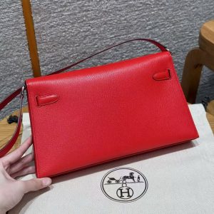 Hermes Kelly Elan Handmade In Chèvre Leather Silver Hardware S3 Rouge Coeur - Image 2